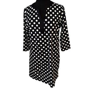 Lands’ End Swim Cover-Up – Black & White Polka Dot – Medium Petite